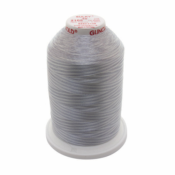 Sulky 40 Wt. Rayon Variegated Thread - Vari-Grays/Silvers - 5,500 yd. Jumbo Cone