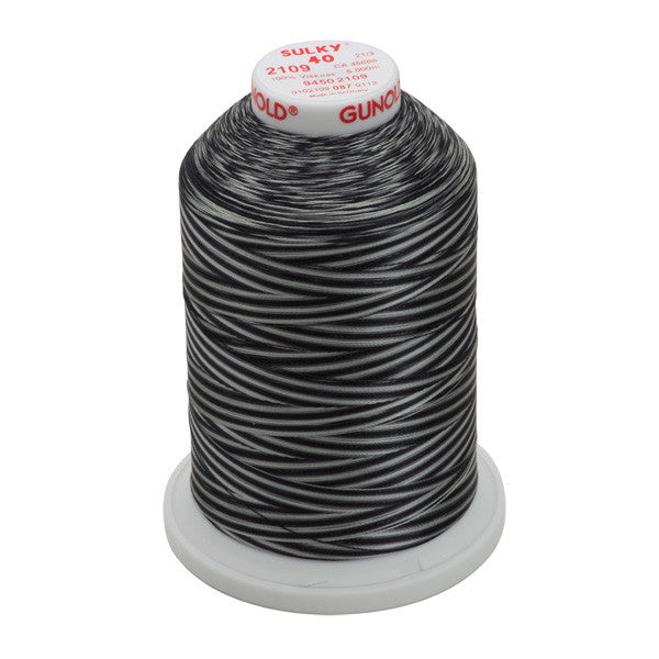 Sulky 40 Wt. Rayon Variegated Thread - Vari-Grays/Blacks - 5,500 yd. Jumbo Cone