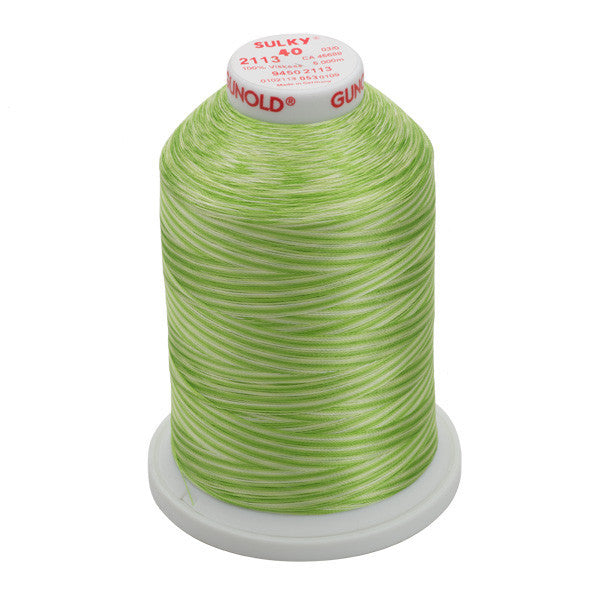 Sulky 40 Wt. Rayon Variegated Thread - Bright Greens - 5,500 yd. Jumbo Cone
