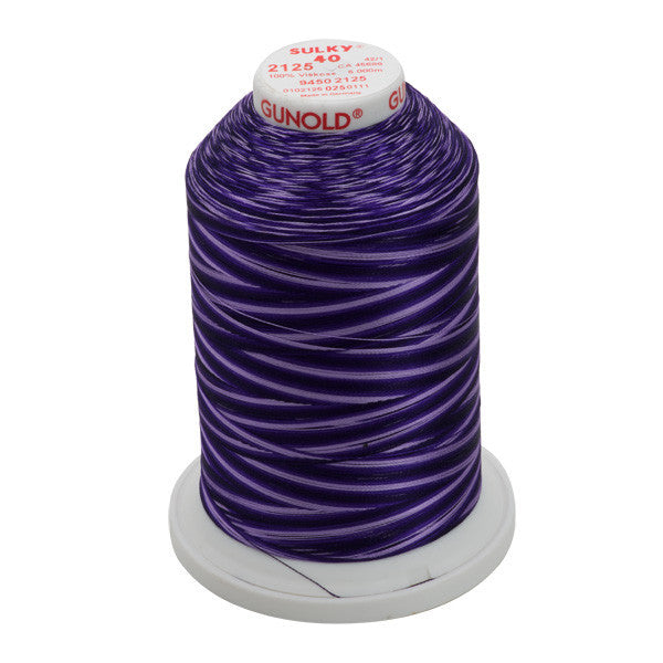 Sulky 40 Wt. Rayon Variegated Thread - Vari-Royal Purples - 5,500 yd. Jumbo Cone