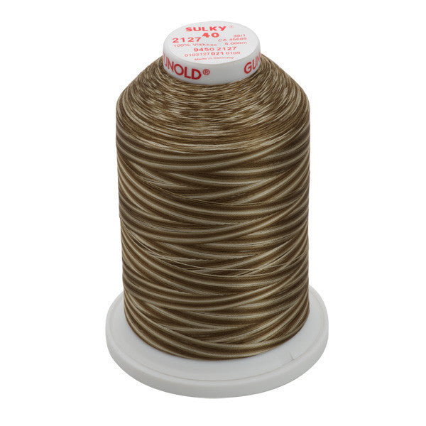 Sulky 40 Wt. Rayon Variegated Thread - Vari-Dk. Taupes- 5,500 yd. Jumbo Cone