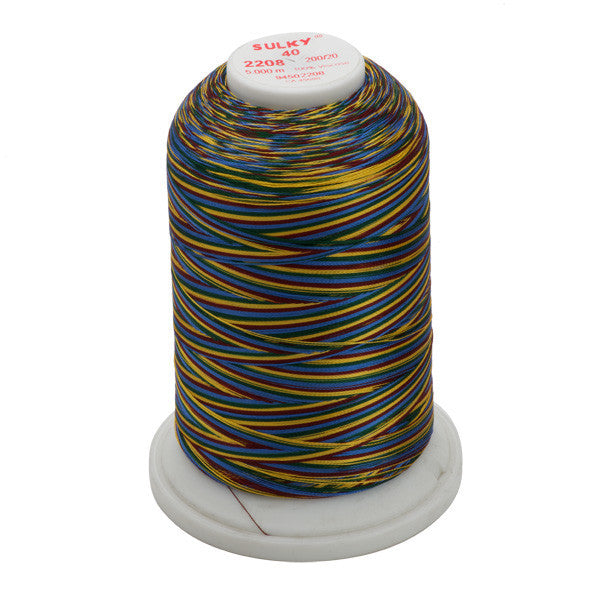 Sulky 40 Wt. Rayon Multi-Color Thread - Burgundy/Green/Blue/Tan - 5,500 yd. Jumbo Cone