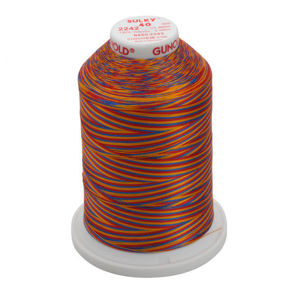 Sulky 40 Wt. Rayon Multi-Color Thread - Red/Gold/Blue - 5,500 yd. Jumbo Cone