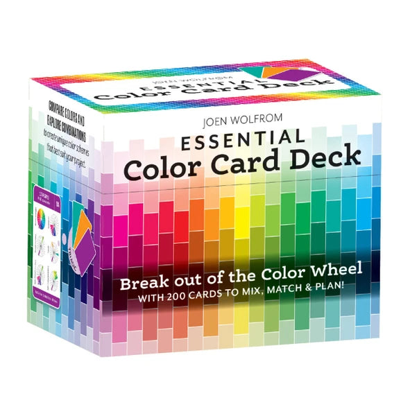 Joen Wolfrom Essential Color Card Deck box with a rainbow grid of color swatches printed around the sides.