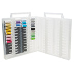 Open Sewing Spoolie Collection #1 case with colorful thread spools stored upright in columns.