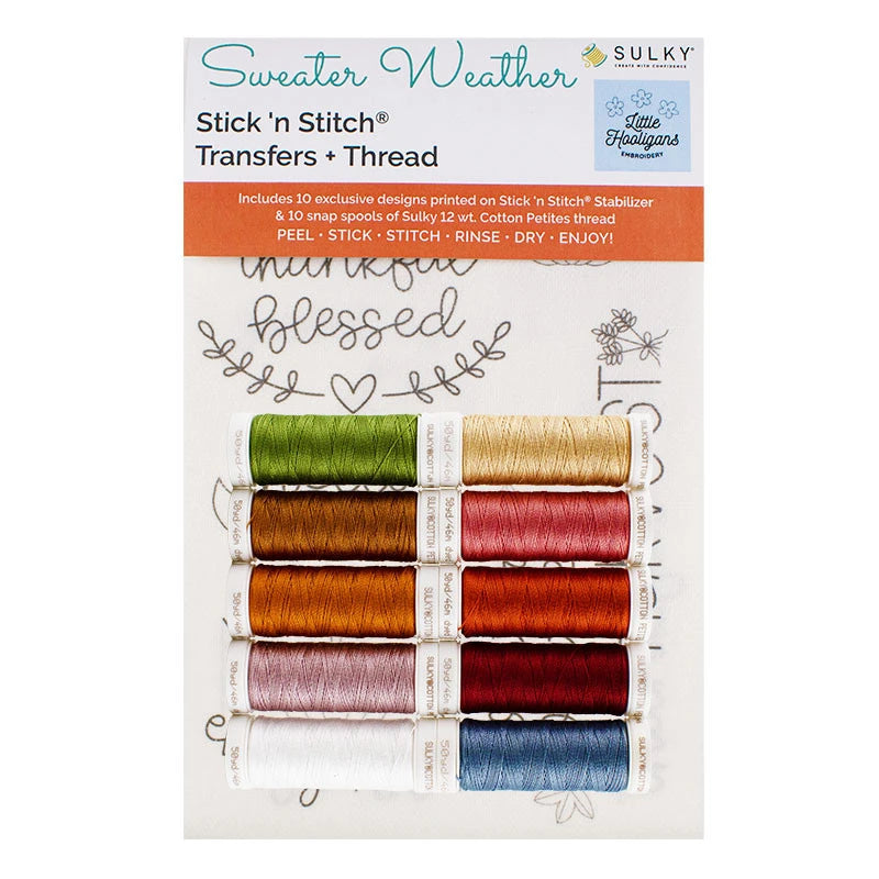 Sulky Sweater Weather by Little Hooligans Stick ’n Stitch Transfers & Thread Kit