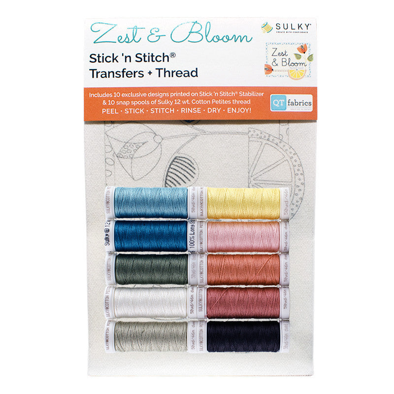 Sulky Zest + Bloom Stick ’n Stitch Transfers & Thread Kit