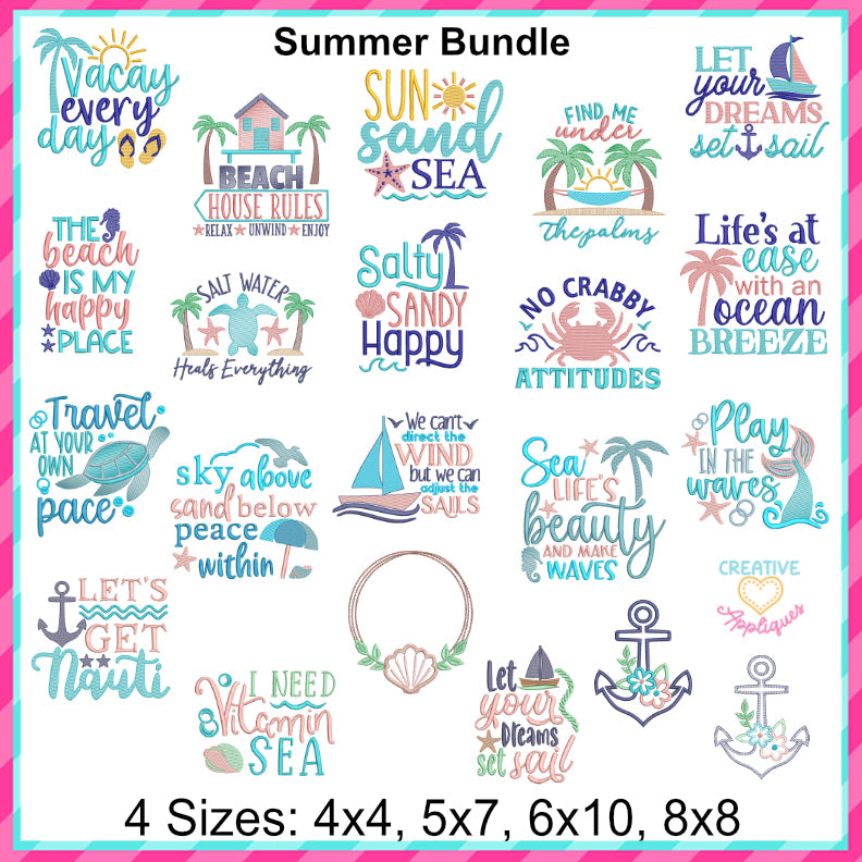 Creative Appliques Summer Embroidery & Applique Bundle - Sew Nation USA Exclusive