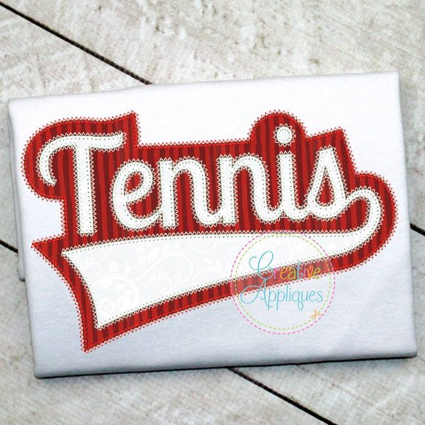 Creative Appliques Tennis Applique included in the Sports Monogram Frame Applique Bundle