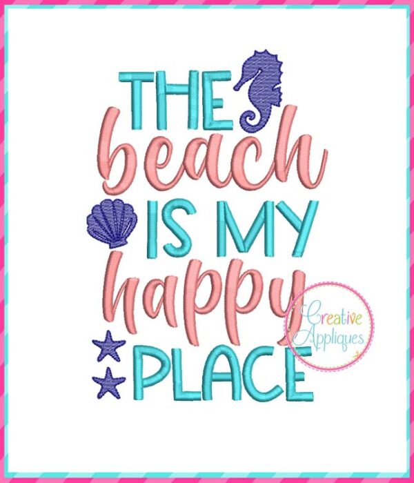 Creative Appliques The Beach Is My Happy Place included in the Summer Embroidery and Applique Bundle